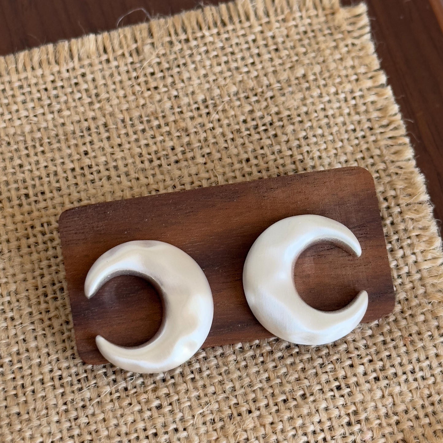 Silver Matte Abstract Crescent Earrings
