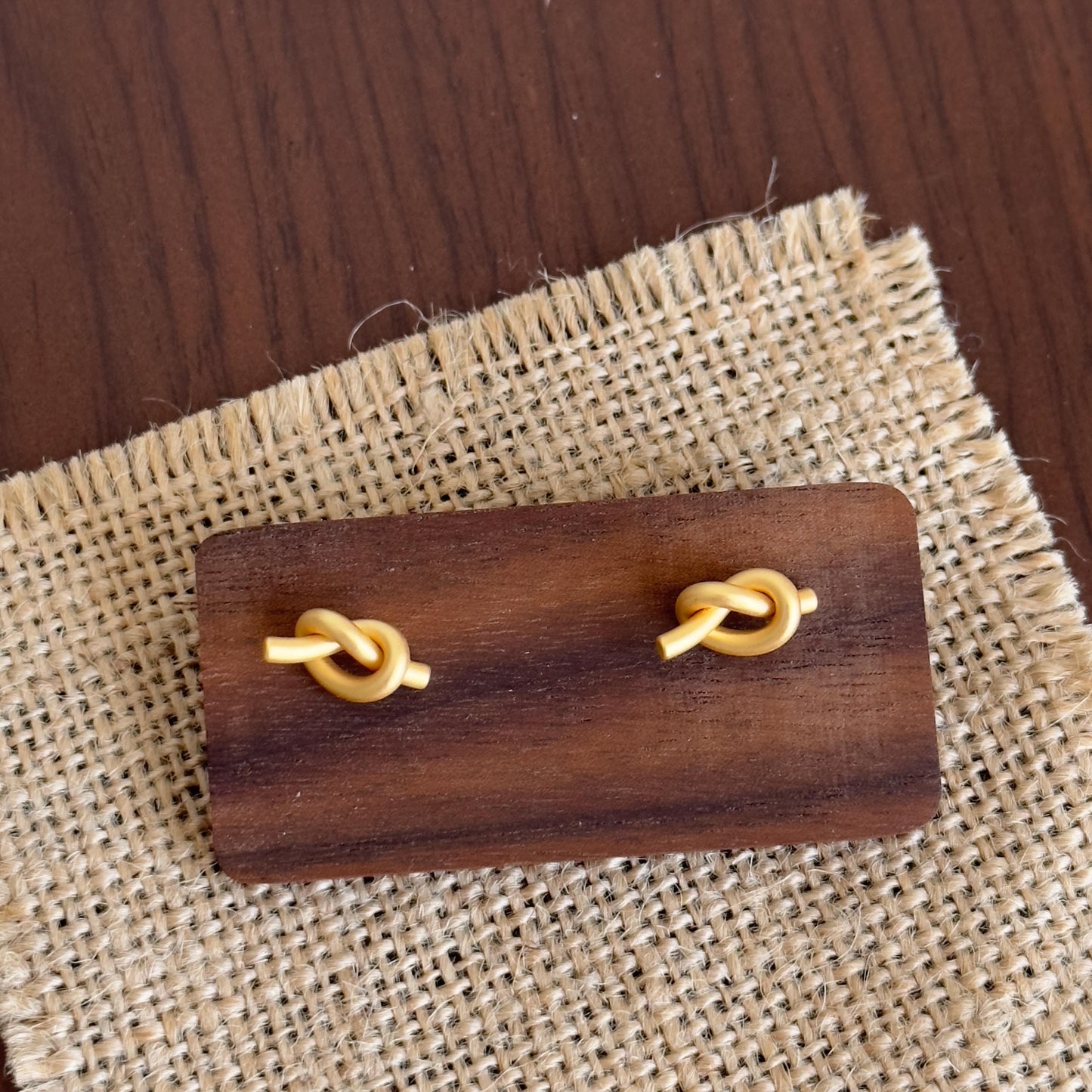 Minimalist Gold Matte Knot Earrings