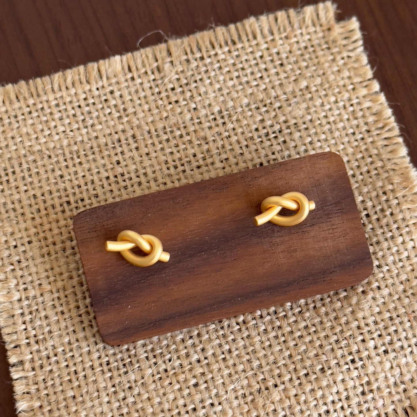 Minimalist Gold Matte Knot Earrings