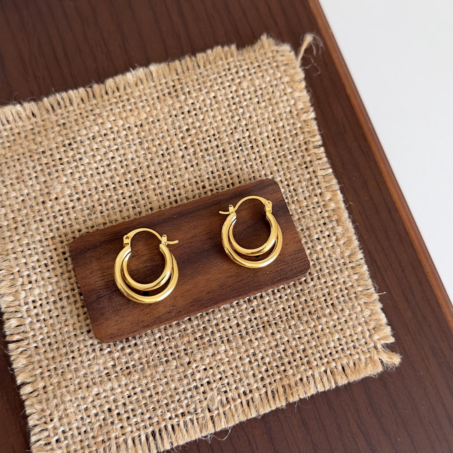 Gold Twist Double Hoop Earrings
