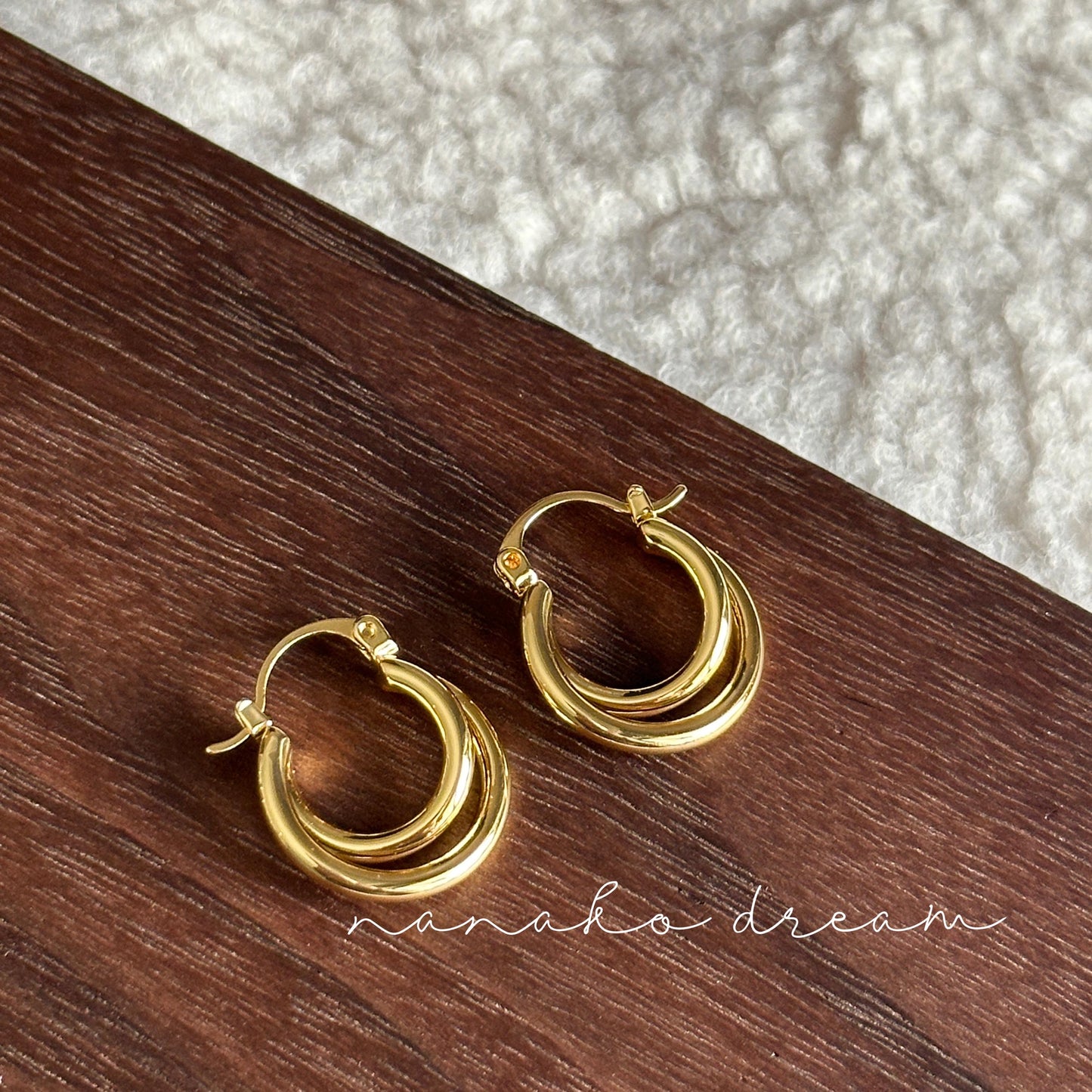 Gold Twist Double Hoop Earrings