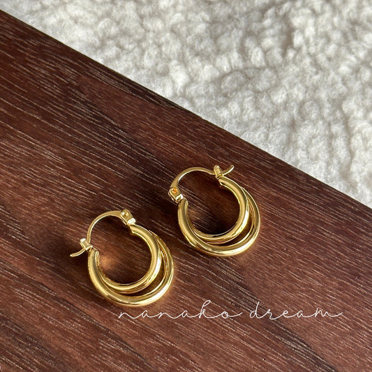 Gold Twist Double Hoop Earrings