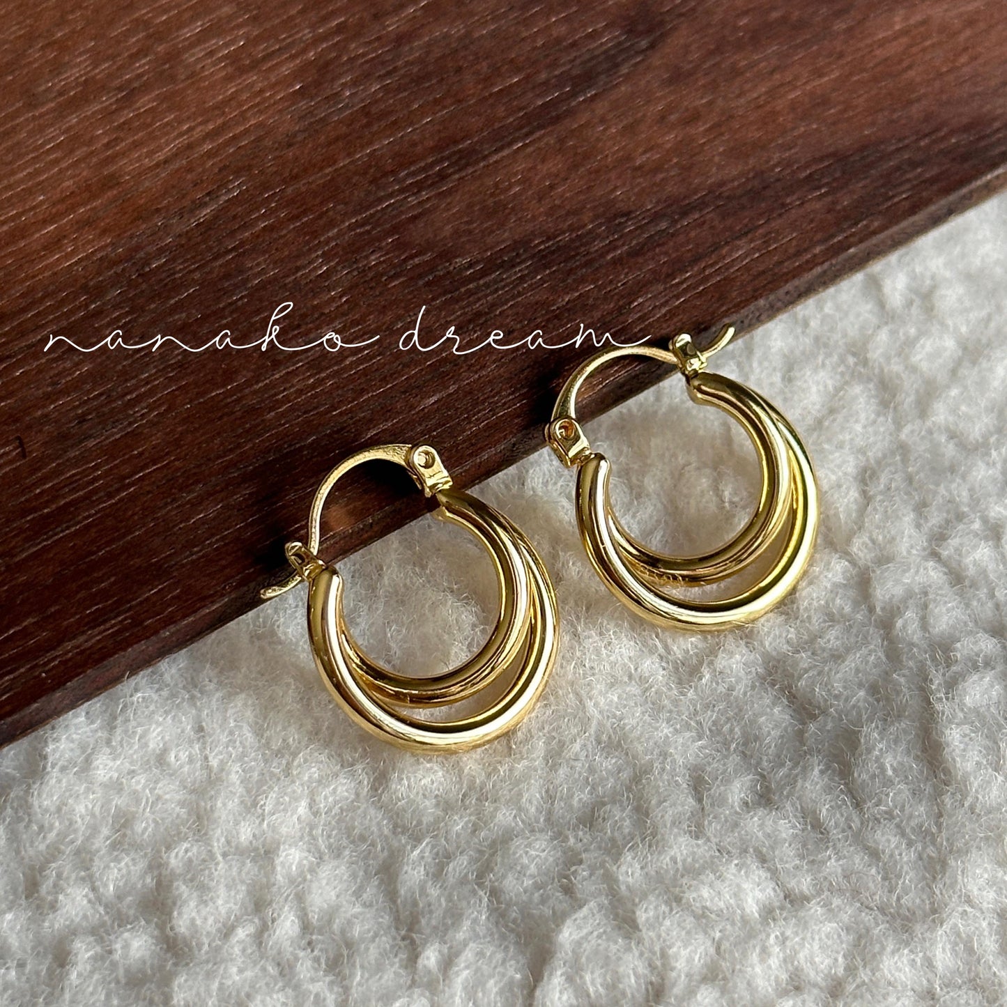 Gold Twist Double Hoop Earrings