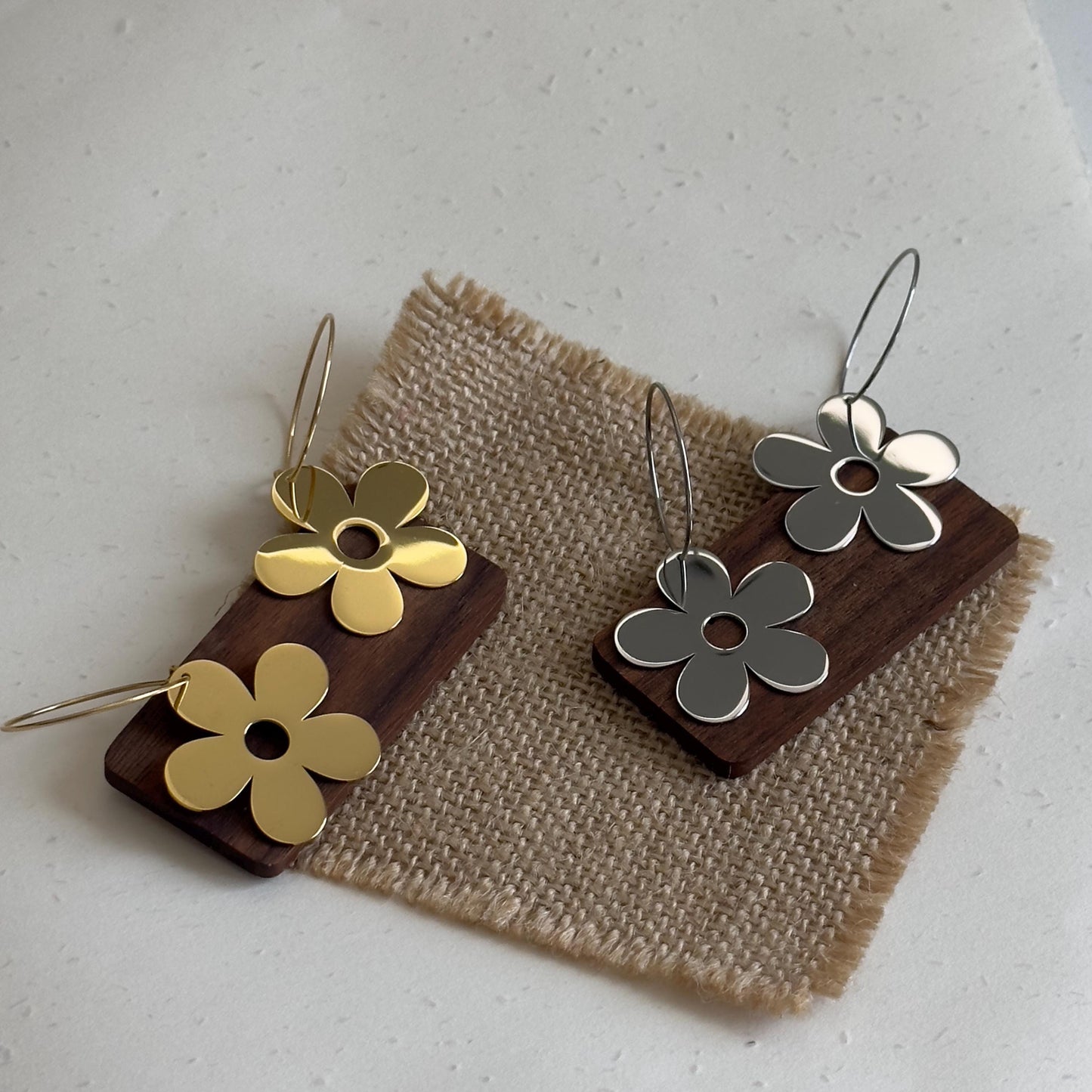 Retro Daisy Hoop Earrings