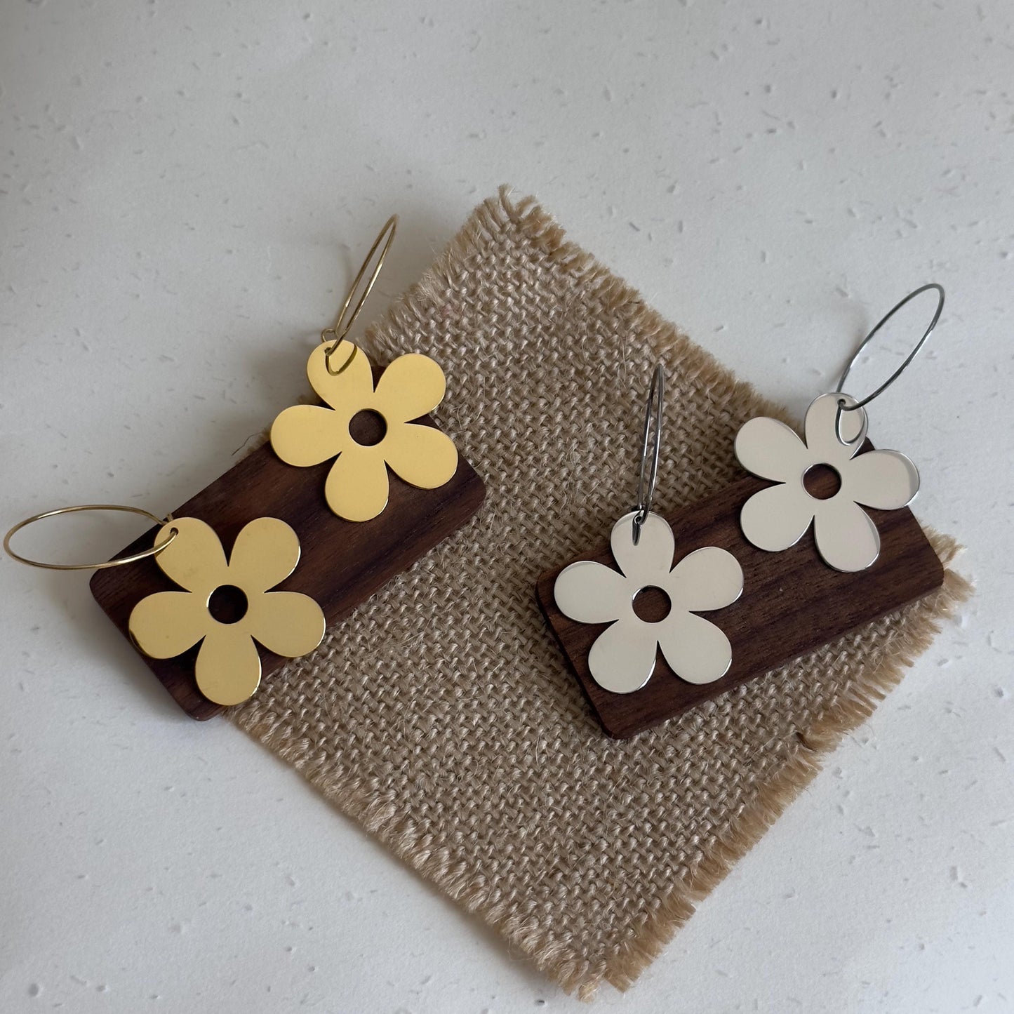 Retro Daisy Hoop Earrings