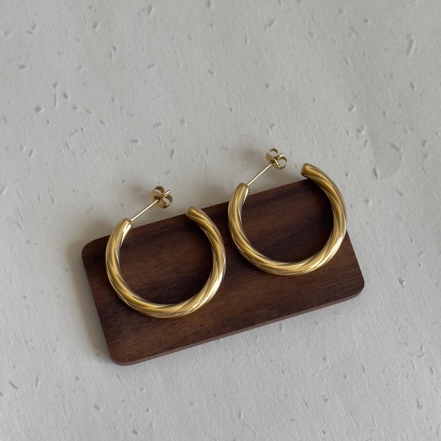 Gold Twisted Hoop Earrings, Gold Hoops, Gold Plated Hoop Earrings for Women, Classic Everyday Statement Jewelry, Daily Gold Hoops Earrings