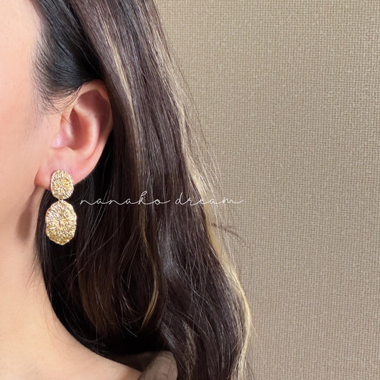 Gold Textured Drop Earrings
