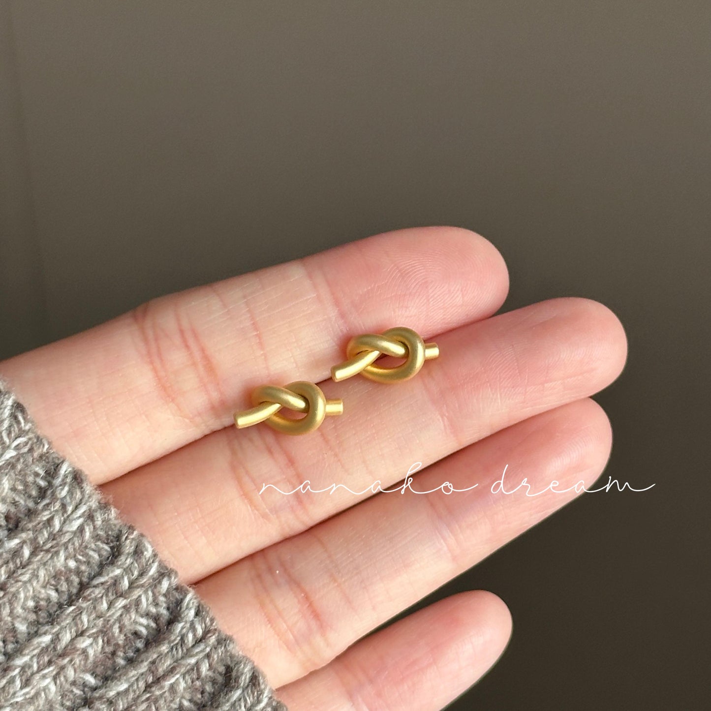 Minimalist Gold Matte Knot Earrings