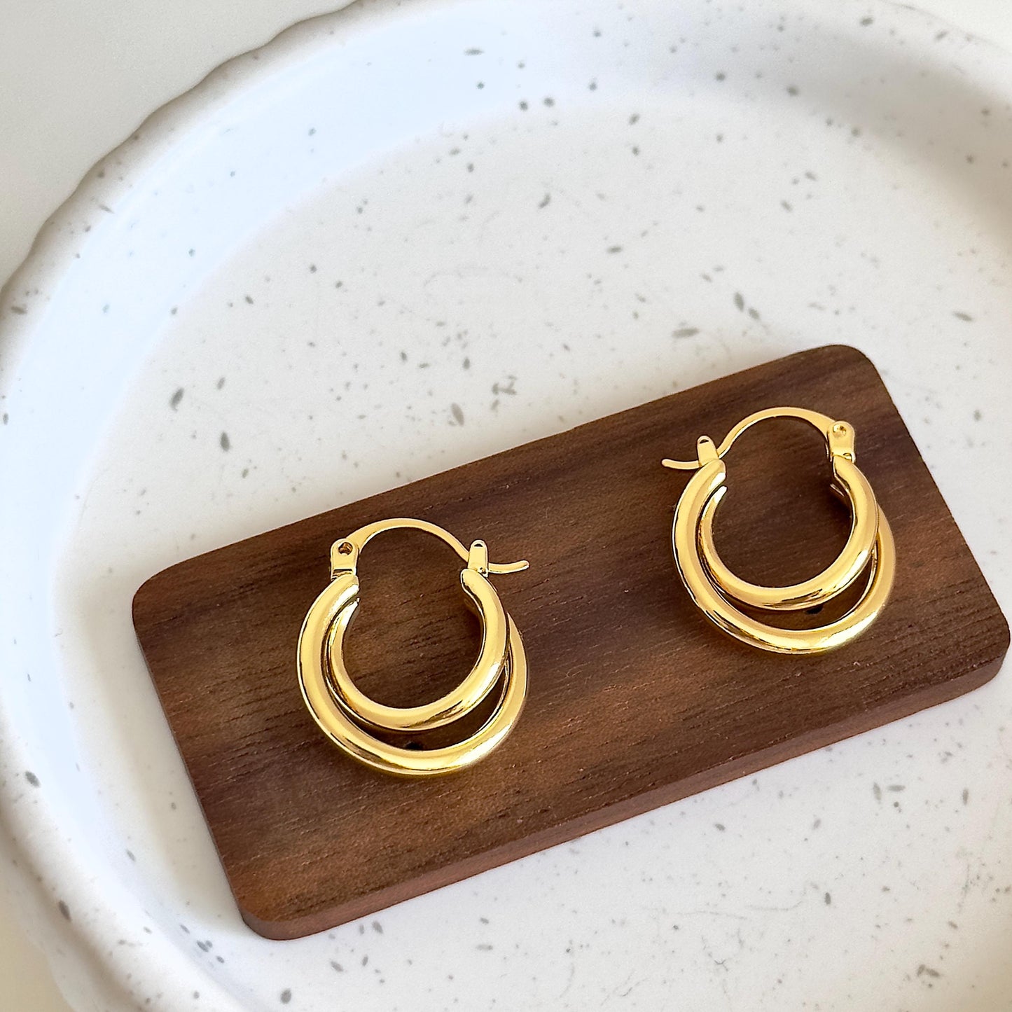 Gold Twist Double Hoop Earrings