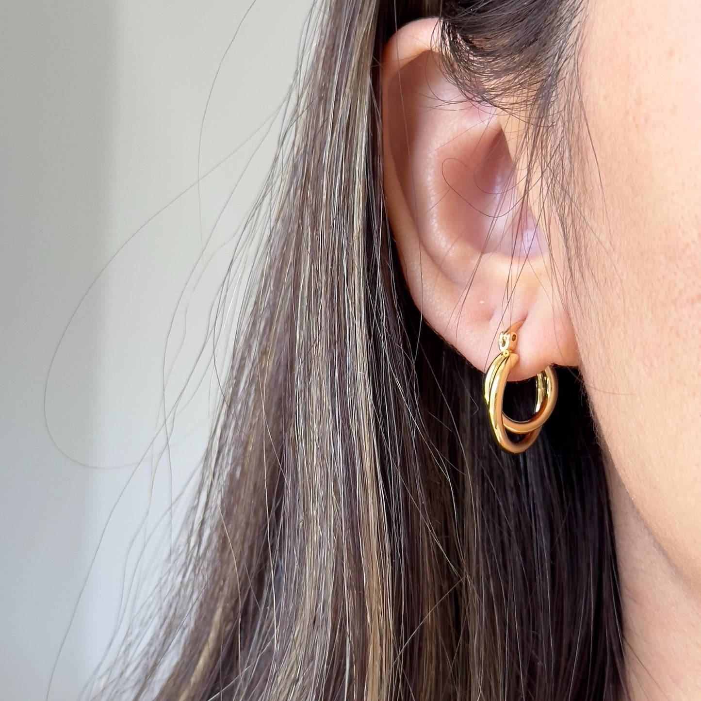 Gold Twist Double Hoop Earrings
