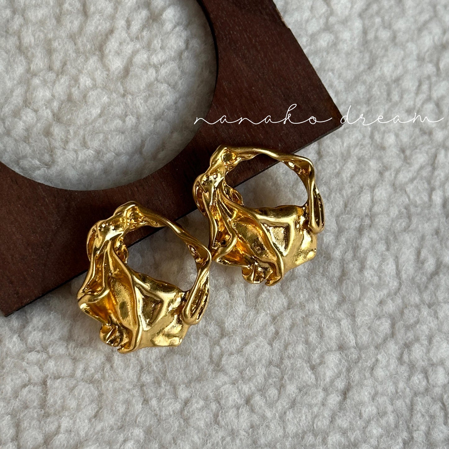 Gold Organic Unique Textured Irregular Earrings