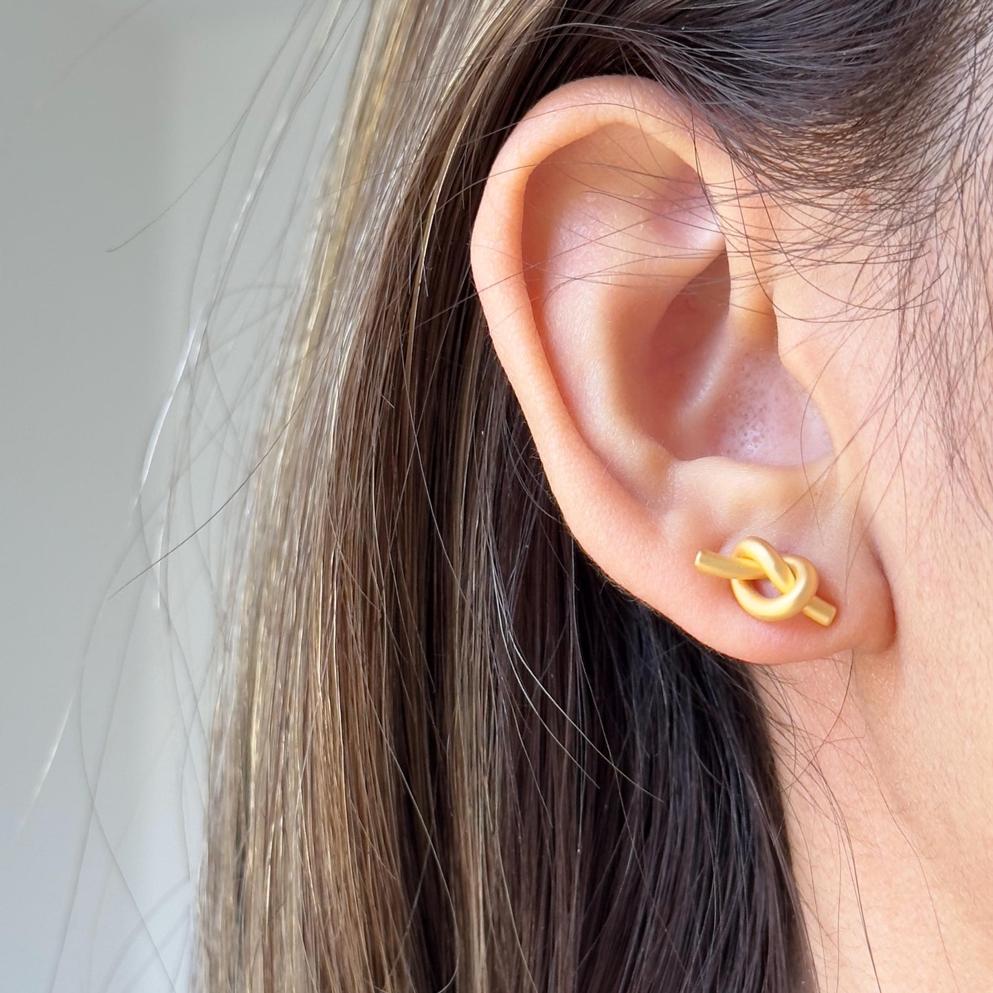 Minimalist Gold Matte Knot Earrings