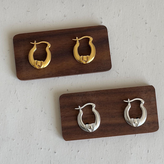 Minimalist Gold Sterling Silver Hoop Earrings,  Boho Minimalist Earrings, S 925 Hoops, Vintage-Inspired Hoop Earrings, Small Retro Hoops