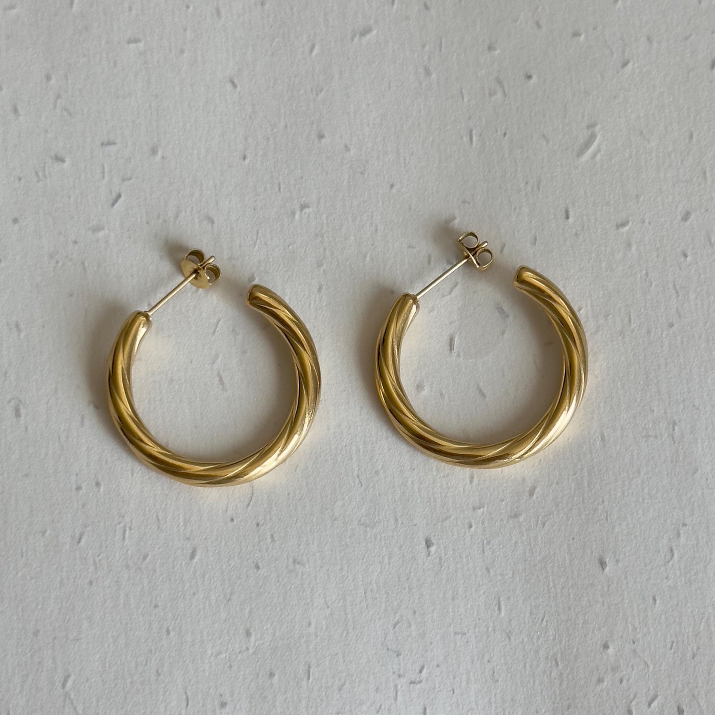 Gold Twisted Hoop Earrings, Gold Hoops, Gold Plated Hoop Earrings for Women, Classic Everyday Statement Jewelry, Daily Gold Hoops Earrings