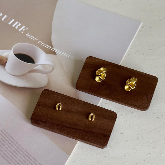 Abstract Gold Stud Earrings, Mini Modern Geometric Minimalist Earrings, Gold Arched Shape Matte Tiny Earrings, Cute Tiny Minimalist Studs