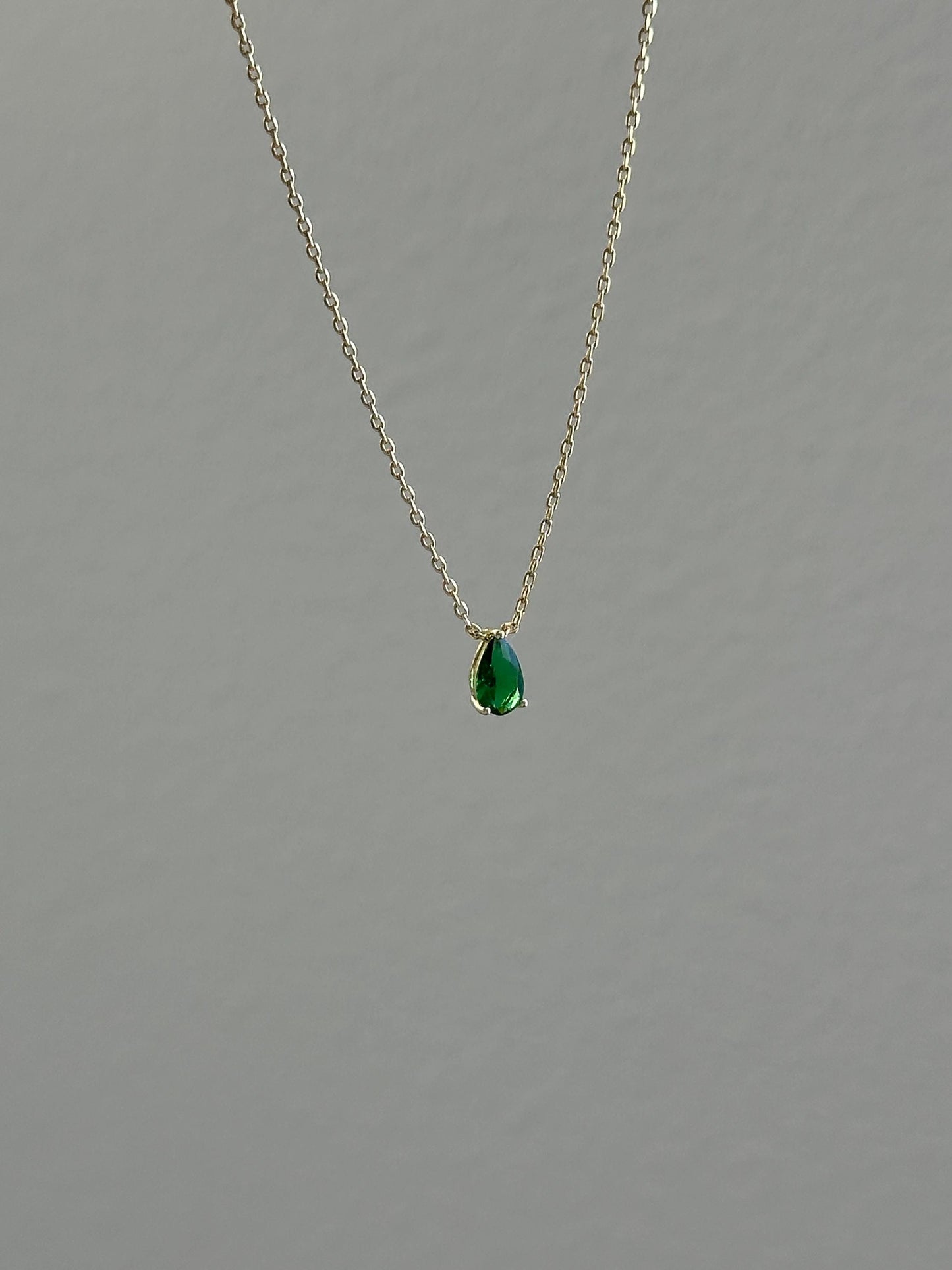 Gold Plated Dainty Gemstone Pendant Necklace, Teardrop & Oval Zircon Necklace, Minimalist Crystal Chain Necklace, Delicate Necklace for Her