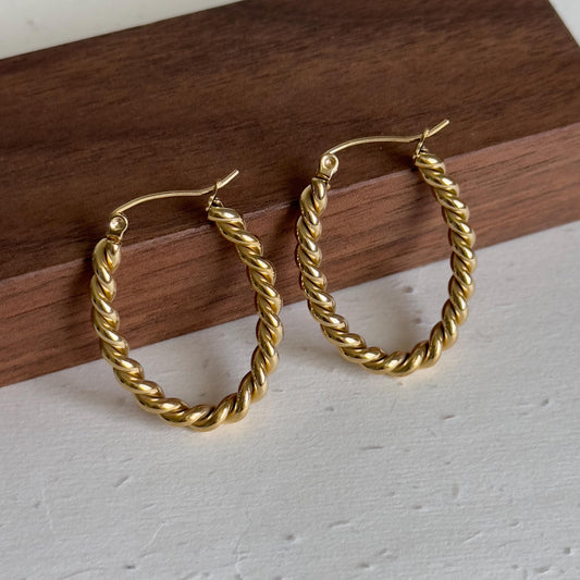 Gold Twisted Hoop Earrings, Rope Hoop Earrings, Chunky Gold Hoops, Lightweight Gold Earrings, Everyday Gold Hoops, Gift For Her