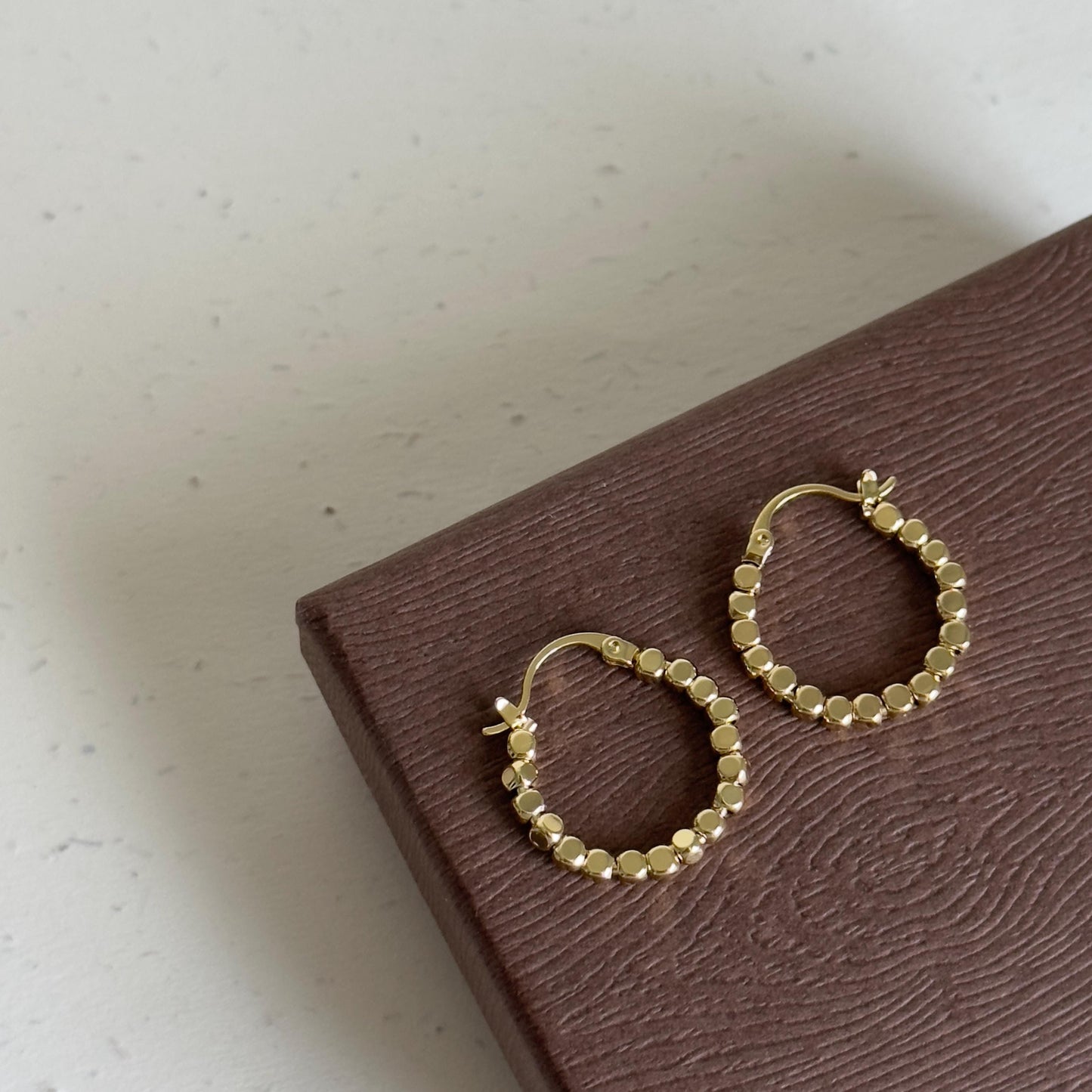 Gold Silver Beads Hoops Earrings, Minimalist Small Hoop Earrings, Gold Silver Circle Dot Huggie Hoops, Lightweight Round Bead Hoop Earrings