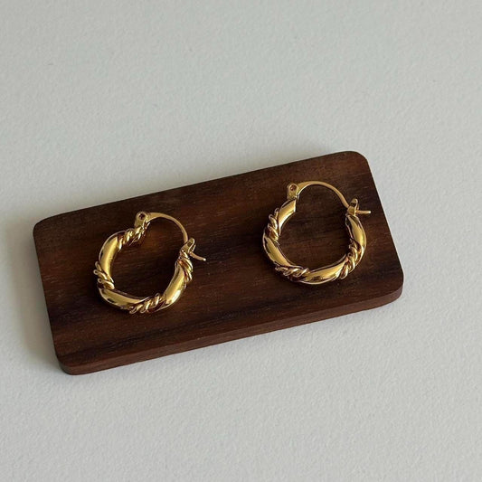 Gold Twisted Hoop Earrings for Women, Small Twisted Hoop Earrings, 18K Gold Plated Lightweight Circle Earrings, Gold Hoops Earring