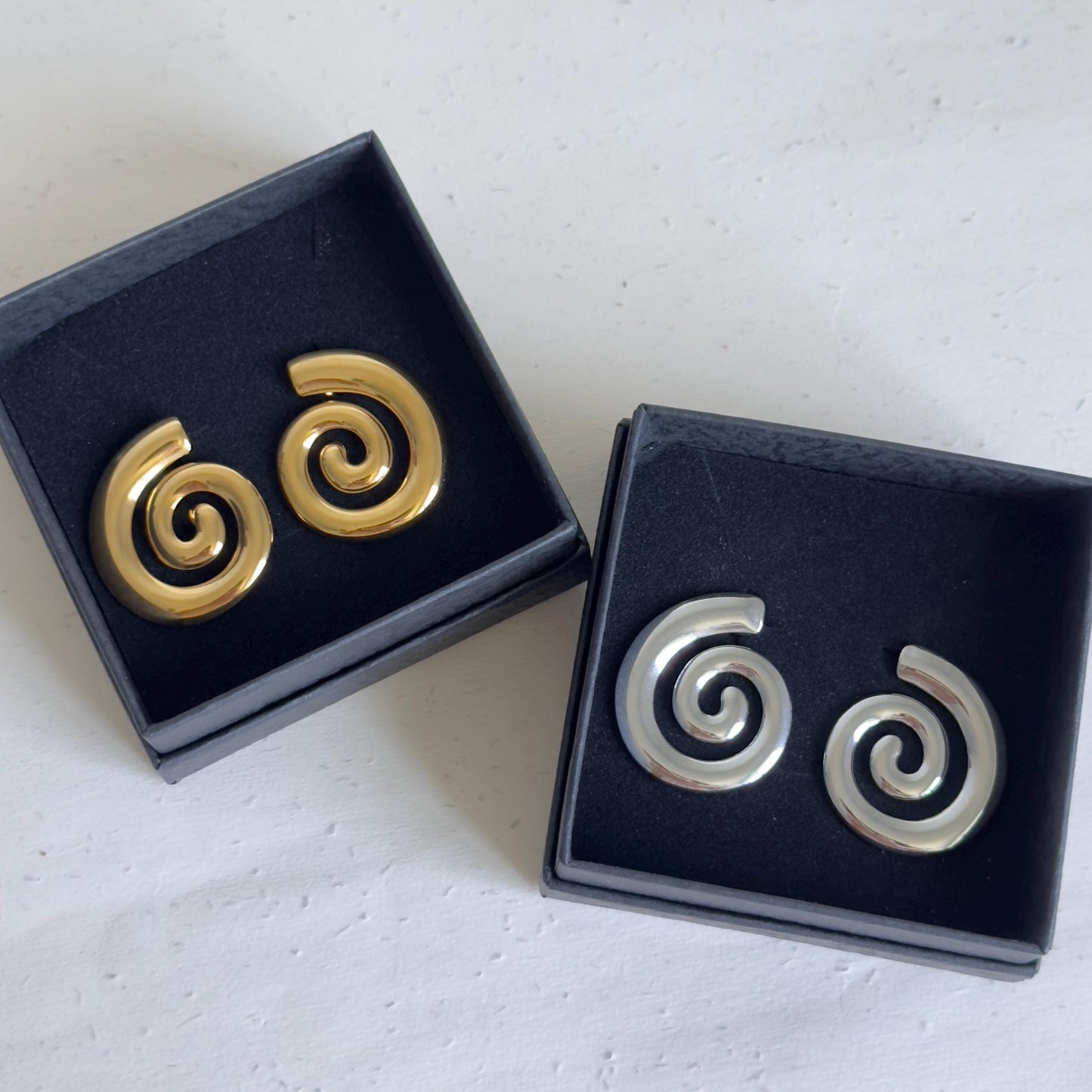 Bold Spiral Stud Earrings, Stainless Steel Swirl Earrings, Gold Silver Chunky Earrings, Modern Minimalist Statement Jewelry, Spiral Earrings