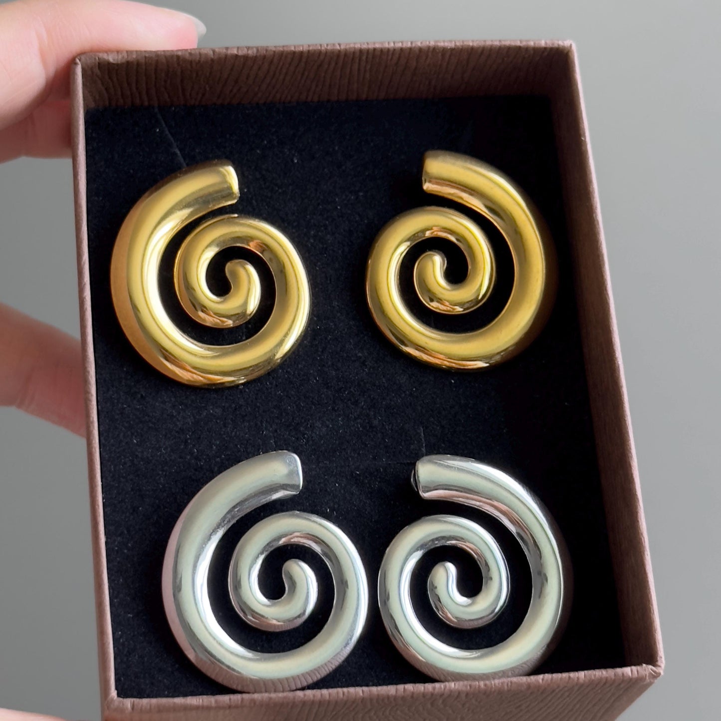 Bold Spiral Stud Earrings, Stainless Steel Swirl Earrings, Gold Silver Chunky Earrings, Modern Minimalist Statement Jewelry, Spiral Earrings
