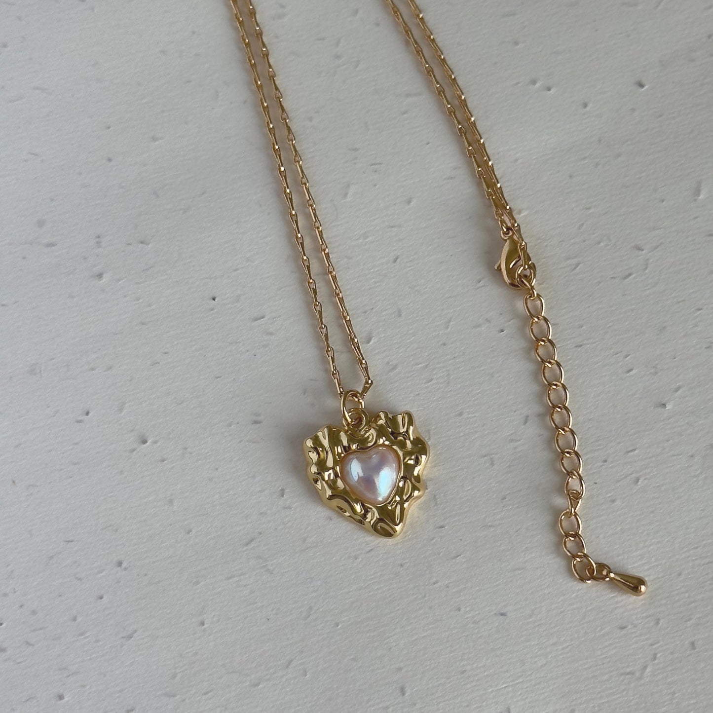 Heart Pearl Necklace, Light Pink Heart Pearl Necklace, Irregular Heart Jewelry, Romantic Statement Necklace for Women, Pearl Necklace