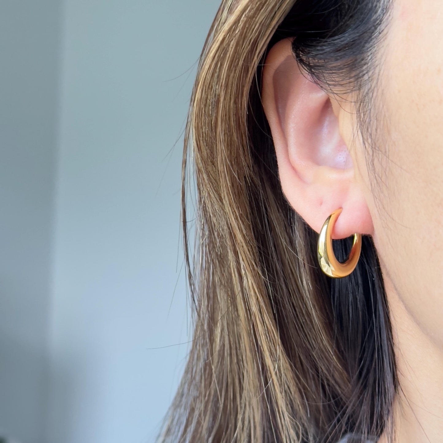 Medium Hoop Earrings, Gold Plated Dome Earrings, Silver Everyday Hoops, Classic Polished Hoop Studs, Everyday Simple Round Earrings