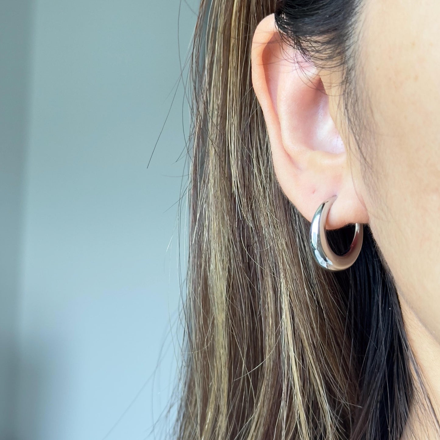 Medium Hoop Earrings, Gold Plated Dome Earrings, Silver Everyday Hoops, Classic Polished Hoop Studs, Everyday Simple Round Earrings